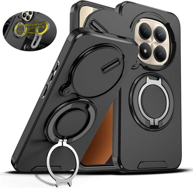 Xiaomi Handyhülle mit 360-Grad drehbarer magnetischer Halterung und Kameraschutz für Redmi Note 15 14 13 Pro Plus 14s in Schwarz oder Blau - Bild 1