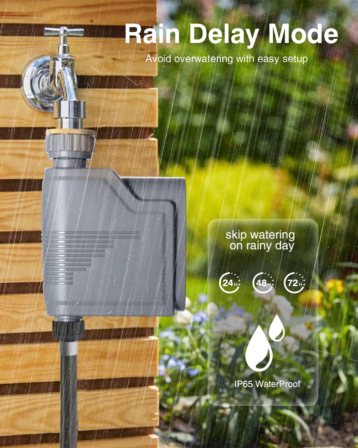 Tuya Smart Zigbee Bewässerungs-Timer IHOMECAM mit integriertem Wasserfluss-Recorder und Flow-Control in Grau - Bild 3