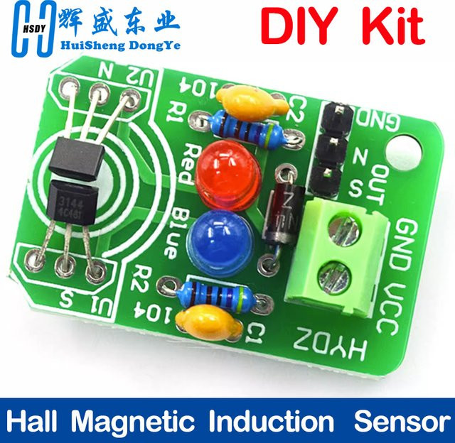 HUISHENGYUFA Hall magnetischer Induktionssensor mit Nord- und Südpol-Erkennungsmodul als DIY-Lernkit - Bild 1