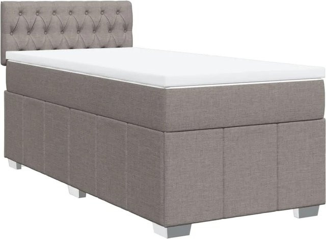 vidaXL Boxspringbett Hybrid mit Matratze und USB-Ladeport, Farbe Taupe, B/T: 90 x 200 cm - Bild 1