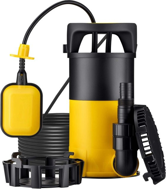 Wiltec 3in1 Flachsaugpumpe Schmutzwasserpumpe Tauchpumpe 1100W 18000L/H Gelb-Schwarz - Bild 1