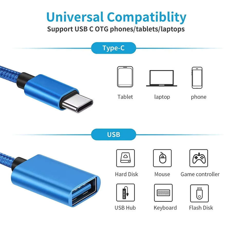 WALKESEN USB 3.0 auf Typ C Adapter Kabel in Pink für iPhone, Xiaomi und Huawei mit OTG-Funktion - Bild 2