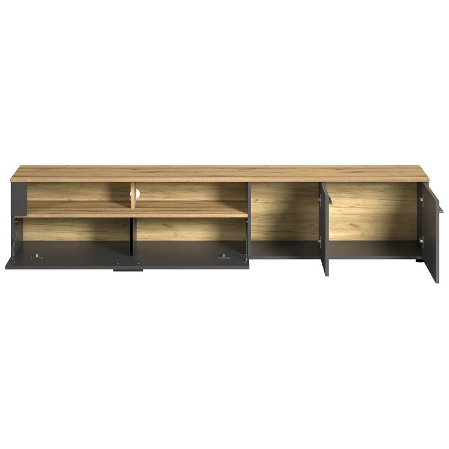 TV-Lowboard Esteban Evoke Coast in Anthrazit und Eiche Nachbildung B/H/T: 210 x 43 x 41 cm - Bild 3