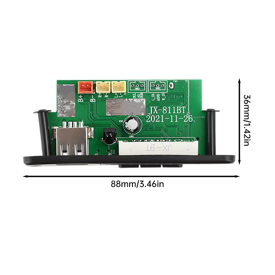 Gaqqee Bluetooth-Decoder-Board mit Verstärker, MP3/FM-Decoder und Aufnahme- sowie Anruffunktion, DC 6-18V, 2x20W, Schwarz - Bild 5