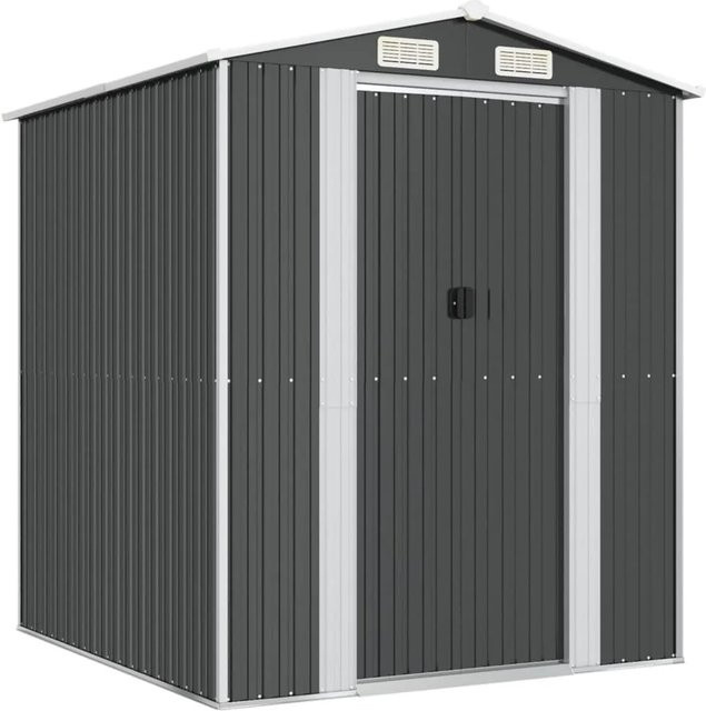 vidaXL Geräteschuppen aus verzinktem Stahl in Anthrazit mit Schiebetür und Lüftungsschlitzen, B/T/H: 192 x 191 x 223 cm - Bild 1