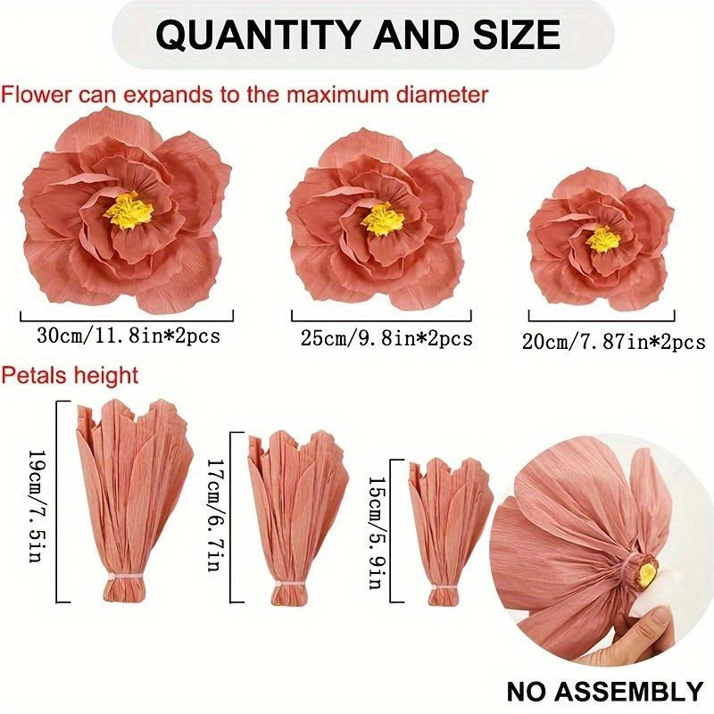 6er Set SZ-JZQ künstliche 3D Papierblumen in Orange zur Wanddekoration für Hochzeit und Geburtstag - Bild 2