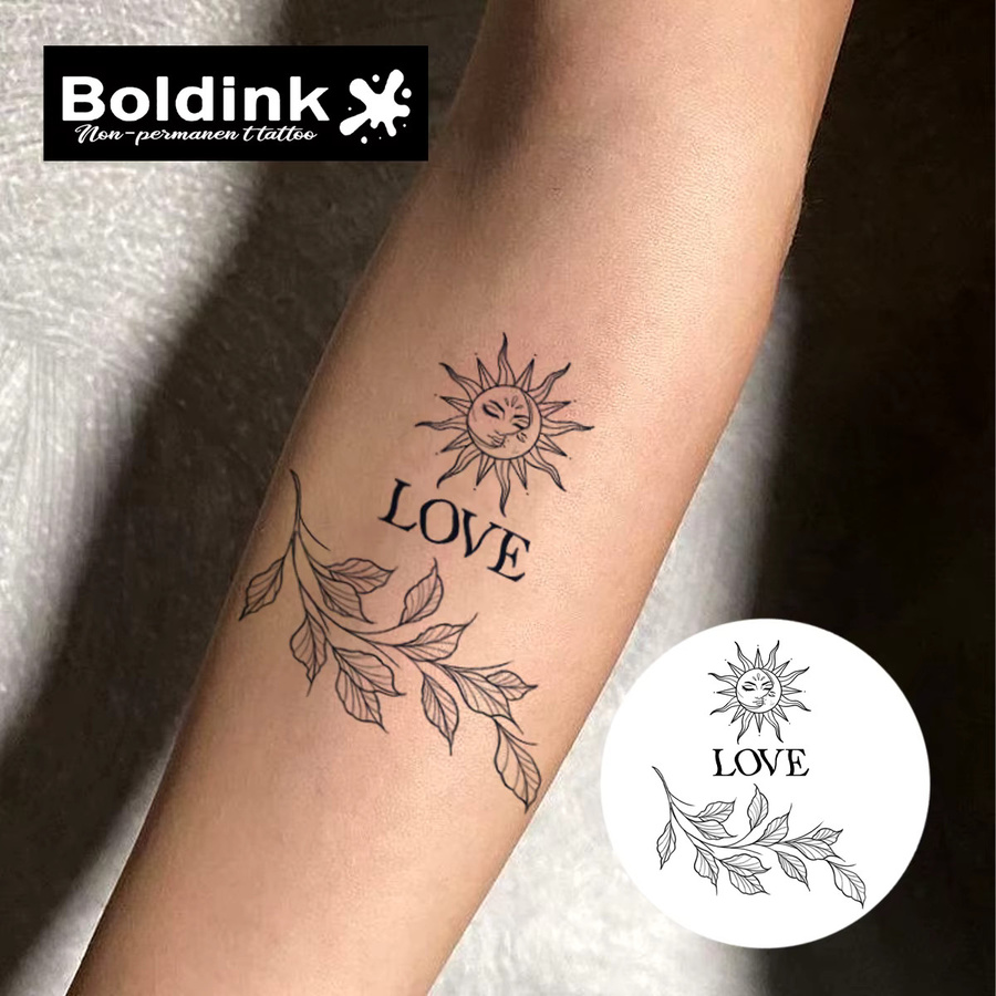 Boldink Sun and Love Temporäres Tattoo, Unisex, Botanisches Design - Bild 2