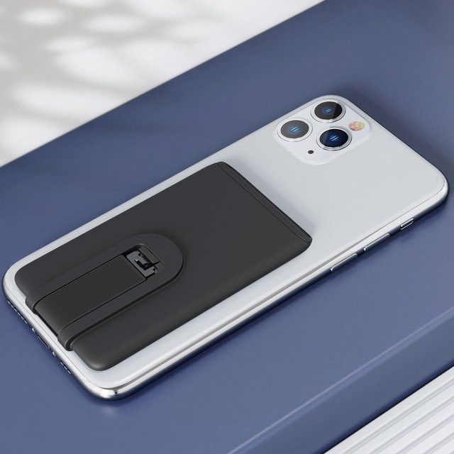 Smiley Sunshine Universal Silikon Telefon Brieftasche mit Kartenhalter und Ständer in Schwarz für iPhone, Samsung und Xiaomi - Bild 1