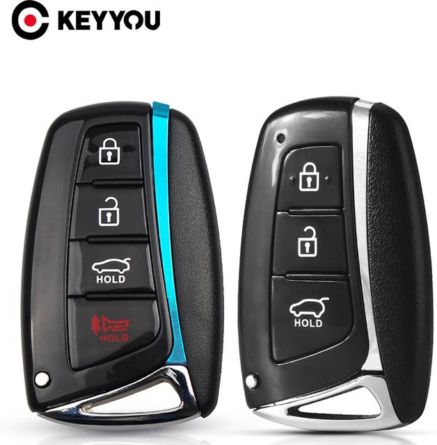 KEYYOU Auto Schlüssel Gehäuse für Hyundai Genesis Santa Fe Equus Azera Tucson, Fernbedienung Shell Abdeckung, Schwarz - Bild 1