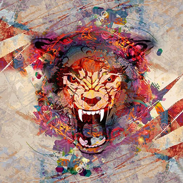 FIYO DIY Diamantmalerei Tiger Cartoon Kreuzstich Set, Farbe: Rot/Mehrfarbig, Breite: 30 cm, Höhe: 30 cm - Bild 1