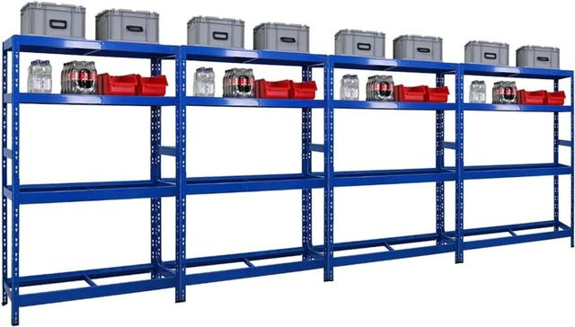 PROREGAL Tiger Reifenregal Set 4er Pack, Blau, B/H/T: 120 x 180 x 40 cm, 2 Ebenen mit verstellbaren Fachböden aus Stahl - Bild 1