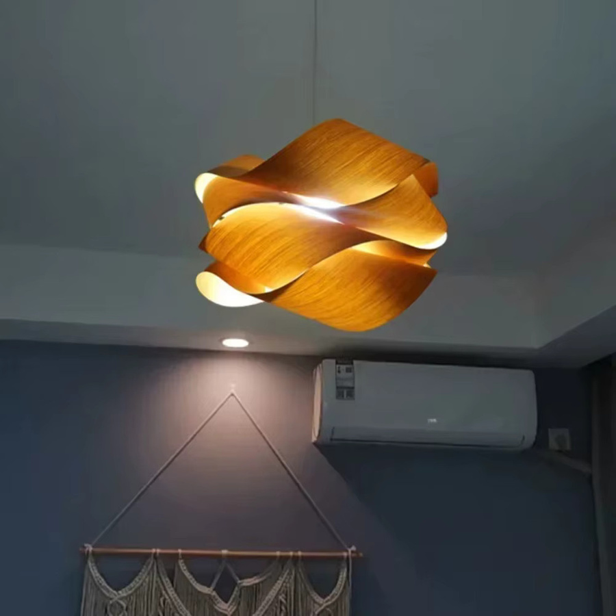 JOYINLED LED Anhängerlampe aus Holz in Schwarz und Braun, Orientalischer Kronleuchter für Schlafzimmer und Restaurant, Durchmesser: 40 cm - Bild 3