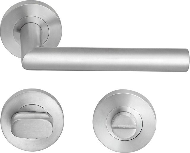 MeinTürgriff Drückergarnitur Tortola WC-Set aus Edelstahl in Silber Matt, B/H: 160 x 160 mm, Tiefe: 60 mm - Bild 1