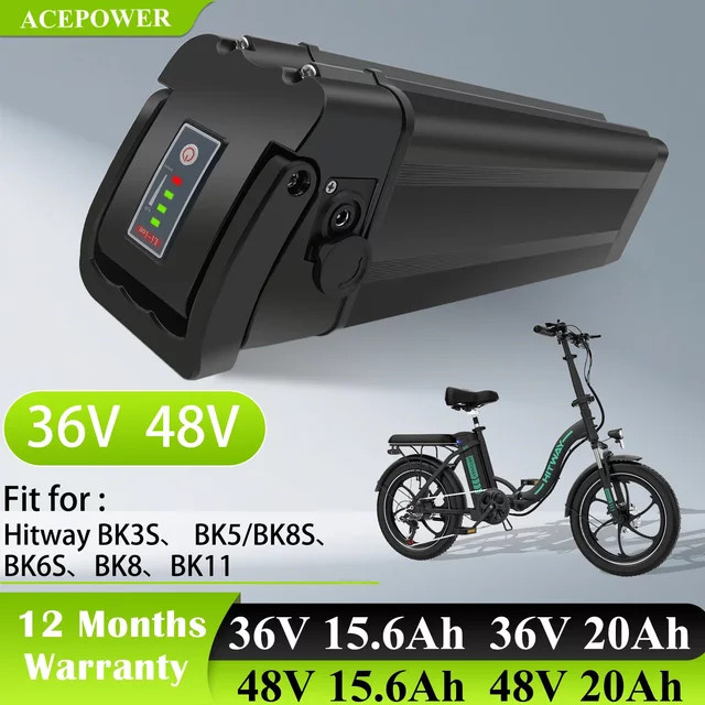 COLORWAY E-Bike Akku 36V für Hitway BK3 BK5 BK6 BK8 BK11 BK37 und OneSport BK6 sowie Evercross EK5 EK6, Farbe: Schwarz - Bild 1
