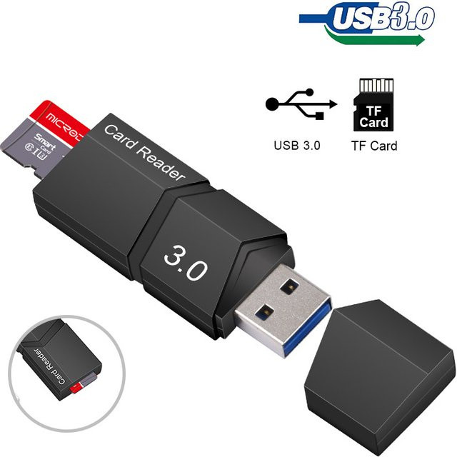 JONSNOW USB 3.0 Micro-SD Kartenleser in Schwarz für Computer und Laptop - Bild 1