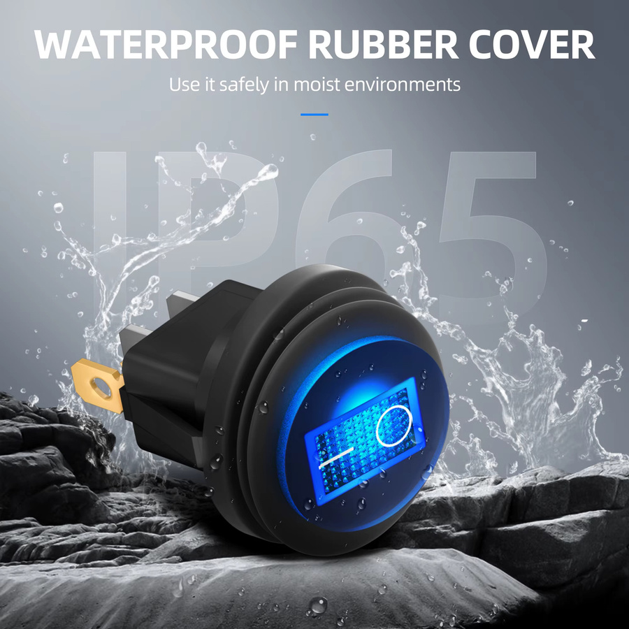 Daiertek 5er Set Wasserdichte runde Wippschalter mit Gehäuse, 12V LED-Wippschalter beleuchtet, EIN/Aus, SPST, 3-polig für Wohnmobil und LKW - Bild 4