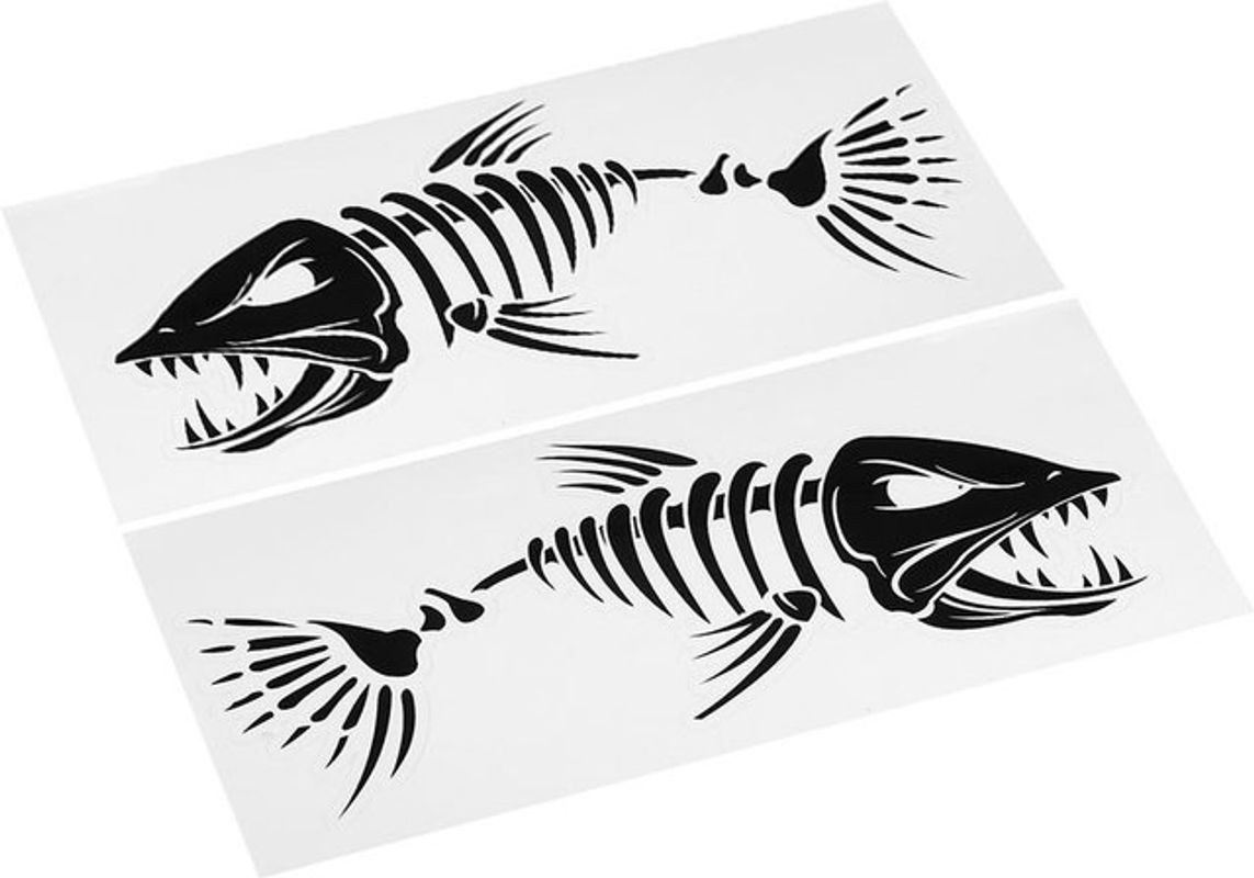 2 Stück Tooarts Fischzähne Mund Aufkleber Skelett Fisch Aufkleber in Schwarz - Bild 1