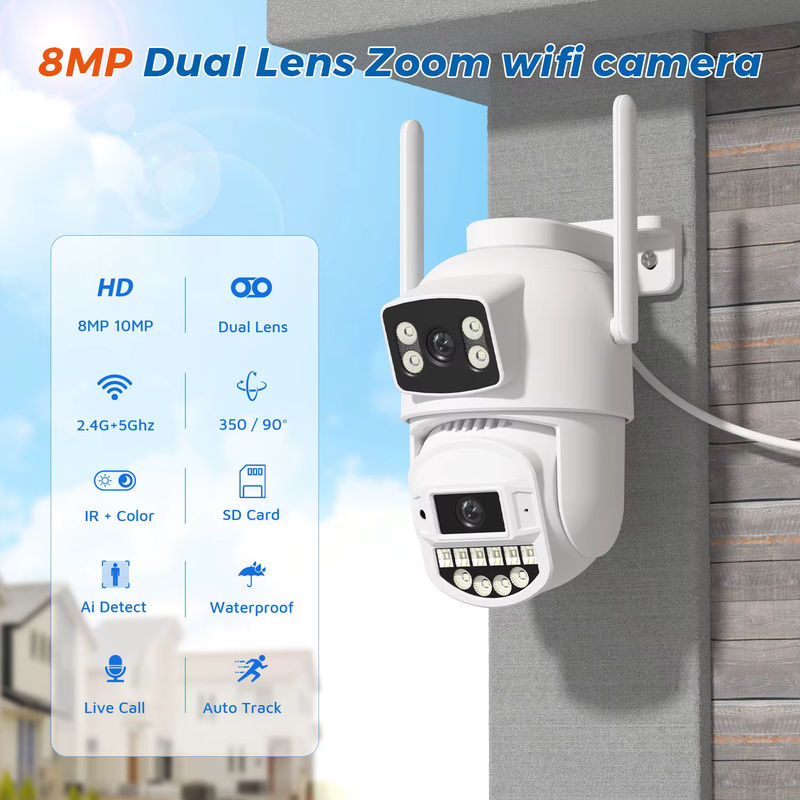 BESDER Dual-Objektiv IP PTZ Outdoor Überwachungskamera mit 4K 8MP und 10MP Auflösung, 5G WIFI, Menschliche Erkennung, Weiß - Bild 4
