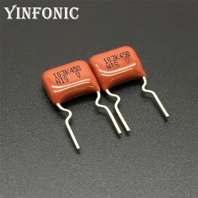 NISSEI CBB MMCF Metallisierter Polyesterfolienkondensator Orange 0,01 uF 10 nF 450 V Pitch: 7,5 mm - Bild 1