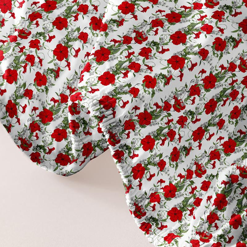 Modernes Bettwäsche-Set mit Pflanzenblumen-Druck in Multicolor, Spannbettlaken und Bettdecke, B/T: 132 x 71 cm - Bild 2