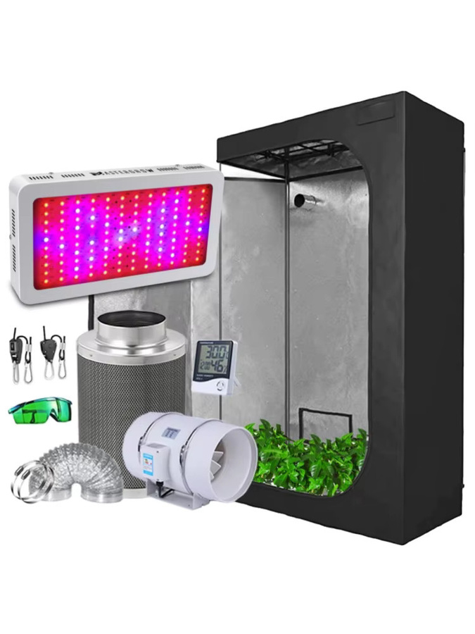 MTPAKE Grow Tent Kit Komplettsystem mit Vollspektrum Dual-Chip LED Pflanzenlampe und hochreflektierendem Mylar in Schwarz - Bild 6