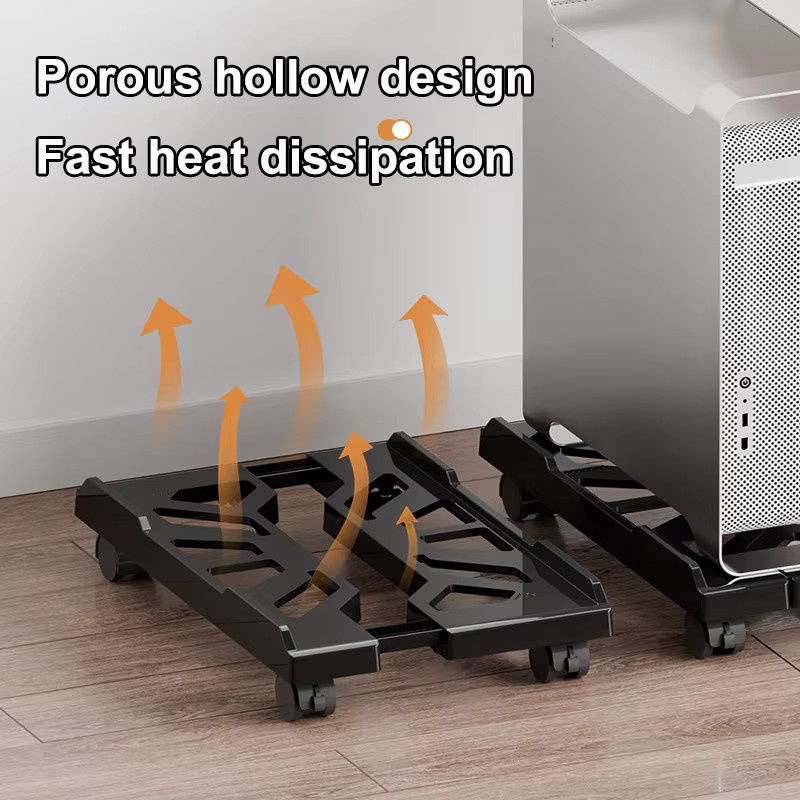 BEISHI Mobiler Computerständer mit Rollrädern, Ergonomischer Untertisch-CPU-Halter in Transparent/Grau - Bild 2