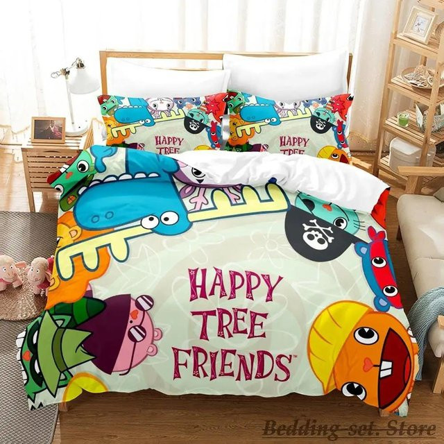 Paslu Happy Tree Friends Bettwäscheset aus Polyester, Mehrfarbig, B/H: 135 x 200 cm - Bild 1