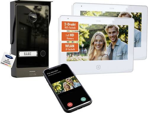 M-e modern-electronics Video-Türsprechanlage ALL-V10B-2M7W-IPS 2-Draht WLAN in Schwarz und Weiß - Bild 1