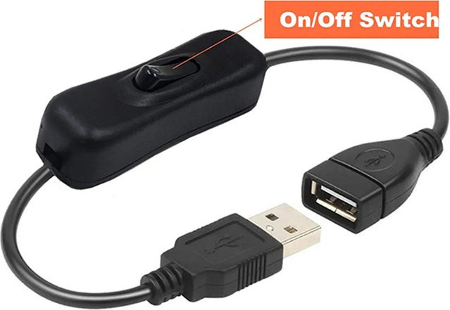USB-Kabelverlängerung mit EIN/AUS-Schalter für USB-Lampen und USB-Lüfter, Länge: 28 cm - Bild 1