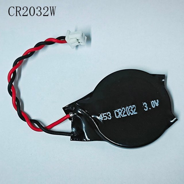Rainpro CR2032W CR2032 Lithium-Batterie mit 1,25 mm Stecker für Notebook Mainboard BIOS CMOS in Schwarz - Bild 1