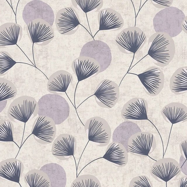 PROFHOME Landhaus Tapete Floral in Grau, Violett, Blau und Weiß, Vlies, 0,53 m x 10,05 m - Bild 1