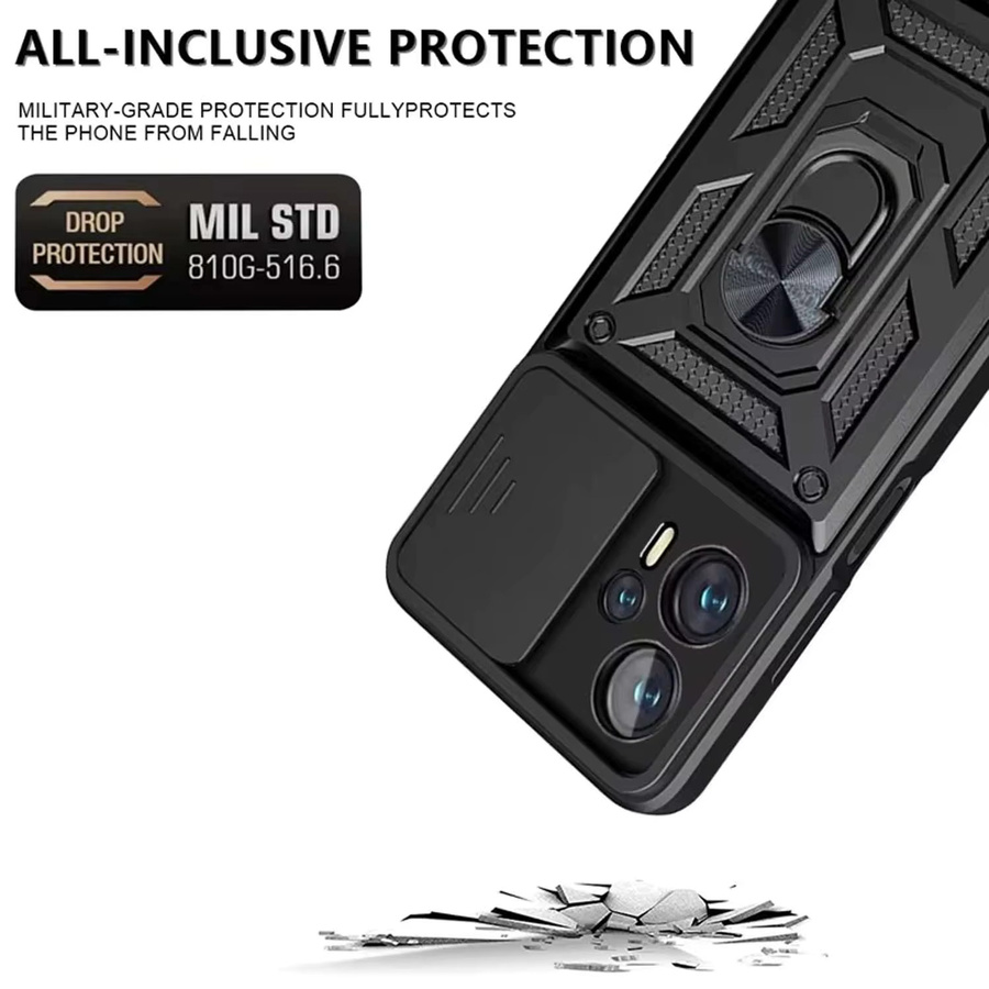 Stoßfeste Rüstung Schutzhülle für POCO X7 Pro, X6, X5, X3 Pro, X3 NFC und F6 Pro mit Kameraschutz in Schwarz von CYYWN - Bild 3