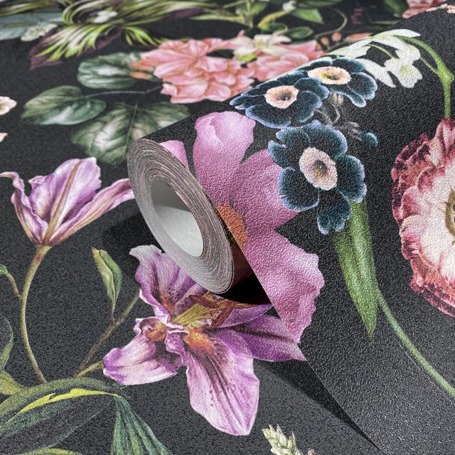 Marburg Vliestapete Floral Natur in Schwarz-Grün mit botanischem Muster und FSC-Zertifizierung - Bild 1