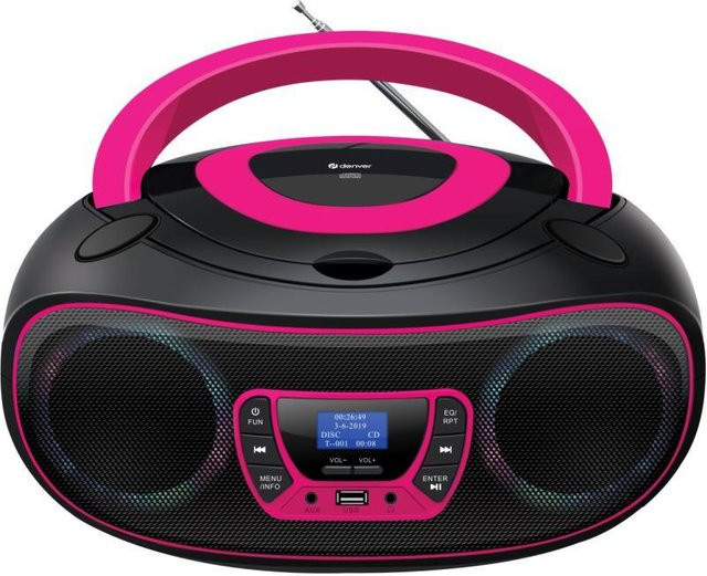 Denver TDB-212 tragbarer Radiorekorder mit CD-Player, DAB+/FM-Radio und Bluetooth in Pink - Bild 1