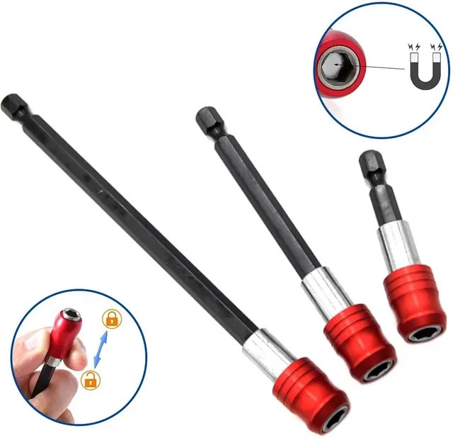 Dreiteiliges Set Sechskantgriff Schnellverschluss mit Verlängerungsstangen in Rot, Längen: 60 mm, 100 mm und 150 mm - Bild 1