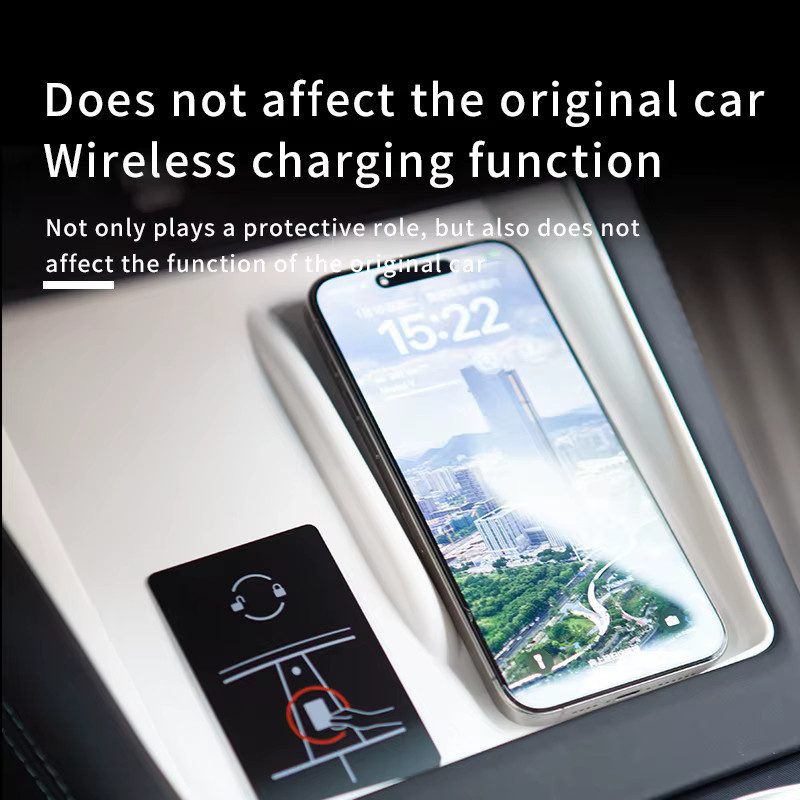 HEENVN Wireless Auto-Ladegerät-Pad für Tesla Model 3 Highland und Model Y Juniper in Weiß, rutschfestes Silikon für den Innenraumschutz - Bild 4