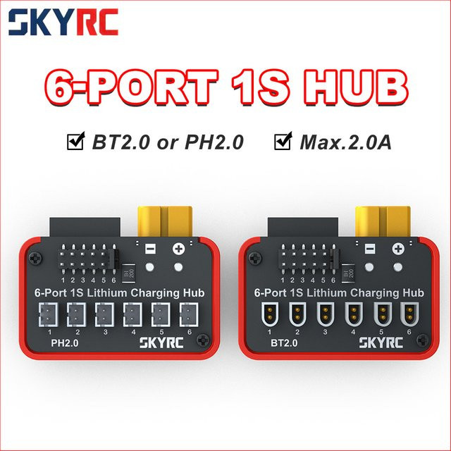 SKYRC Batterieladehub OSH 6-Port 1S Ladestation für LiPo LiFe Li-Ion und LiHV - Bild 1