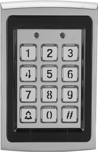 TOMTOP RFID Kartenleser und Türzugangskontrolltastatur aus Metall mit Hintergrundbeleuchtung, 125KHz, Farbe: Grau/Silber - Bild 1