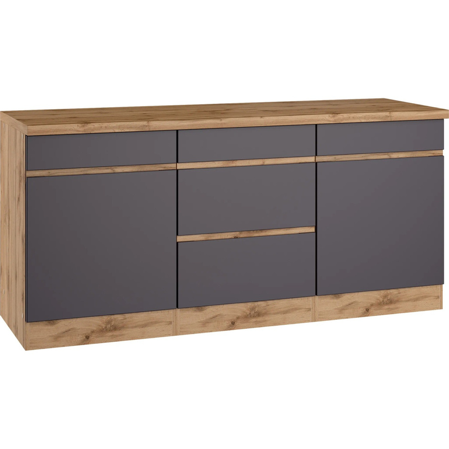 Küchenunterschrank Turin von Held Möbel in Graphit und Wotaneiche, Breite: 180 cm, Höhe: 86 cm, Tiefe: 60 cm - Bild 2