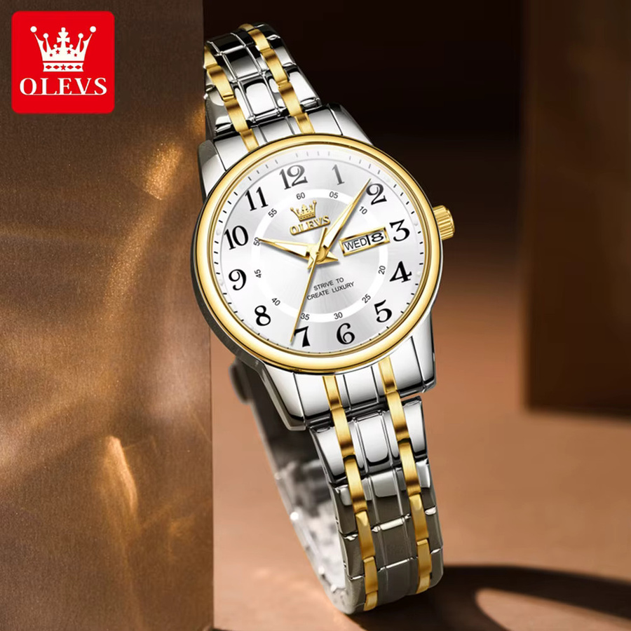 OLEVS Armbanduhr, Edelstahl, Gold, Quarz, Damen - Bild 3