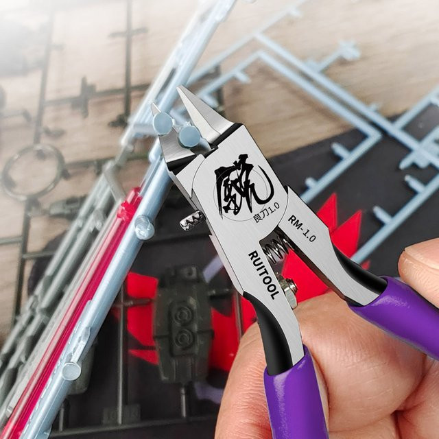 RUITOOL Ultradünne Modellbauzange für Gundam und Kunststoffmodelle, 4,7 Zoll, Silber - Bild 1
