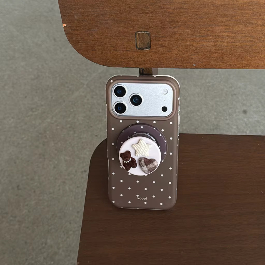 Magnetische Handyhülle mit Bär und Sternen Motiv in Braun-Weiß für iPhone 17 16 15 14 Pro Max - Bild 2