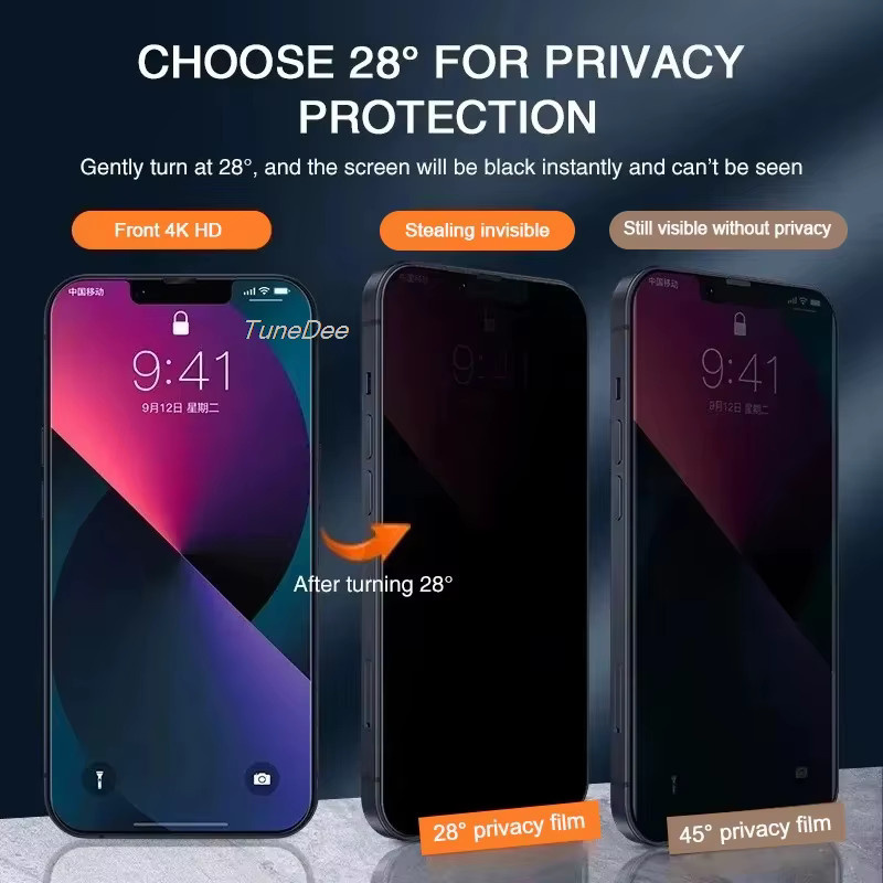 Anti-Spy Panzerglas Sichtschutz-Displayschutzfolie für Apple iPhone Modelle in Transparent - Bild 2