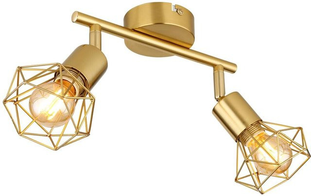 GLOBO Spot Wandleuchte aus Metall in Gold, B/H/T: 8 x 19 x 22 cm, E14, 2 Leuchtmittel - Bild 1