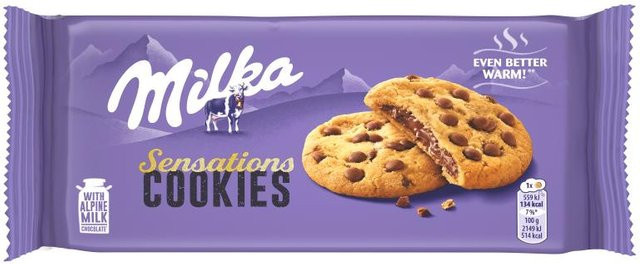 Milka Sensations Cookies Chocolate Chip mit Vollmilchschokolade Füllung 156 g - Bild 1
