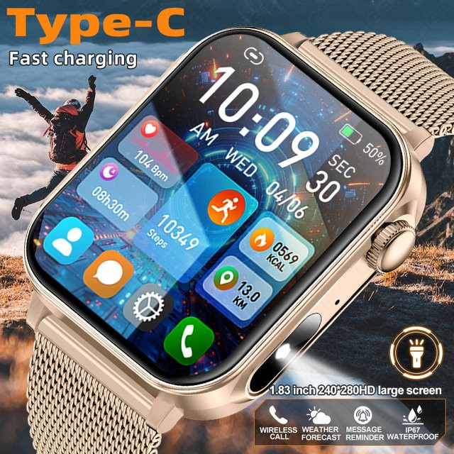 LIGE Smartwatch, Edelstahl, Grau, Unisex, Wasserdicht - Bild 1