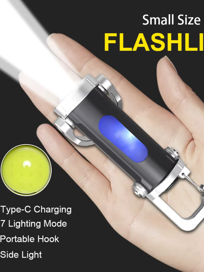 Heinast Wiederaufladbare COB-Taschenlampe als tragbare Arbeitsleuchte mit Schlüsselanhänger und Haken für Camping und Outdoor - Bild 7