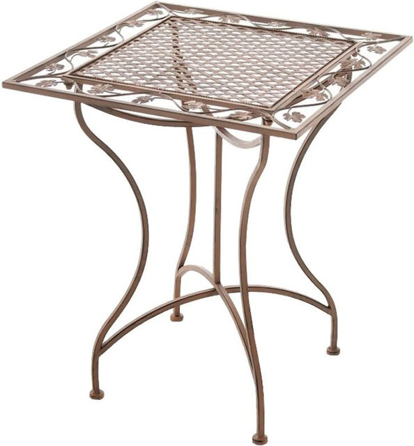DELUKE Gartentisch FINN im Jugendstil aus Eisen, Farbe Antik-Braun, B/T/H: 60 x 60 x 72 cm - Bild 1