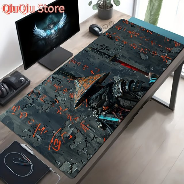 Potdemiel XXL Gaming Mauspad mit Samurai-Krieger-Design, rutschfest, B/B: 90 x 40 cm, Multicolour - Bild 1