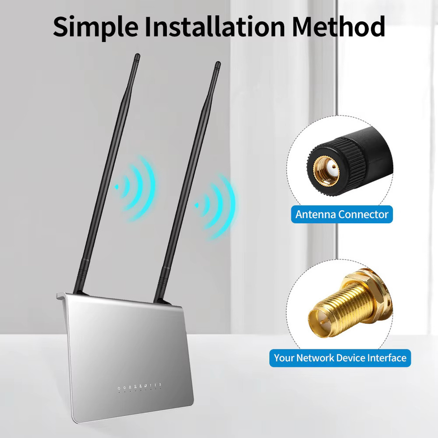 NOWEPOCH Dualband WLAN-Antenne mit RP-SMA-Anschluss, 2,4 GHz und 5 GHz, Schwarz - Bild 3
